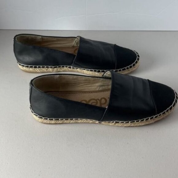 Sam Edelman Krissy Espadrille Cap Toe Flats - Black Leather Size 10 - Picture 4 of 7